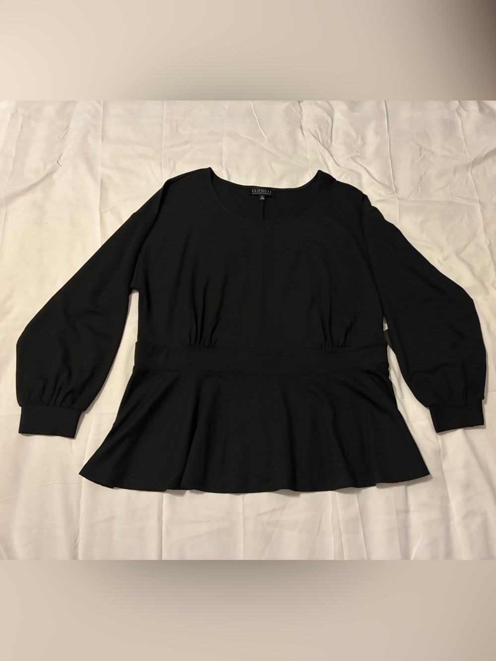 Eloquii Black Peplum Long Sleeve Top NWT